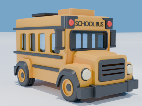 School Bus cartoon Model 3D