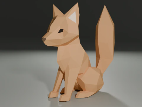 Stylized Low-Poly Fox Low-poly 3D Model