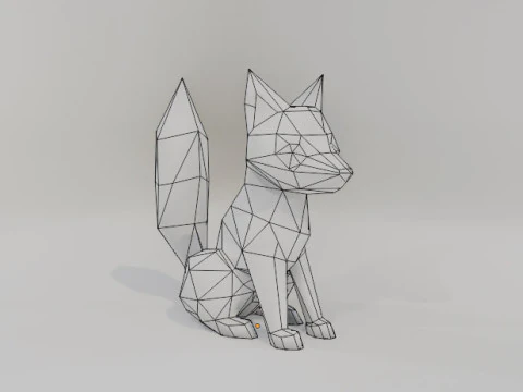 Stylized Low-Poly Fox Low-poly 3D Model
