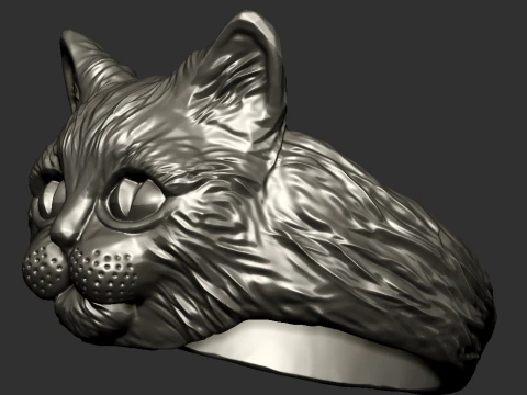 Cat Head Ring 3D Print Model