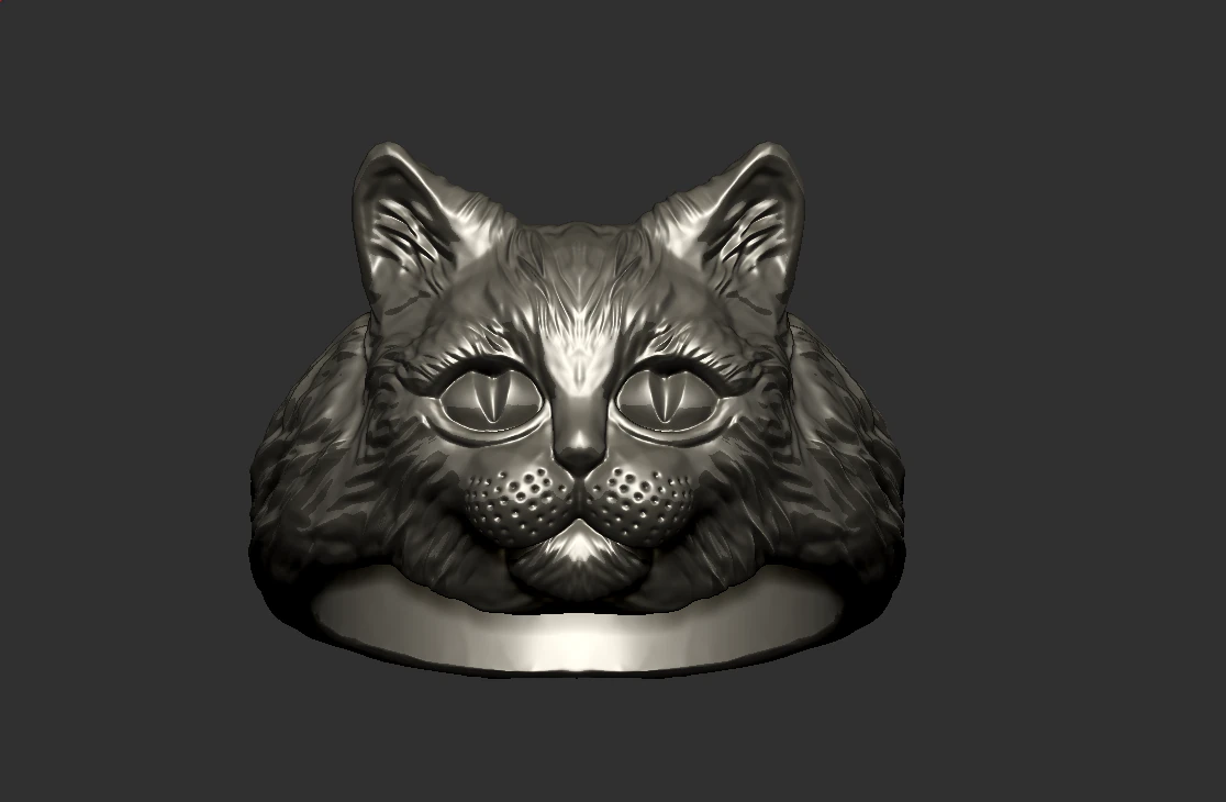 Cat Head Ring 3D Print Model .c4d .max .obj .3ds .fbx .stl .blend 