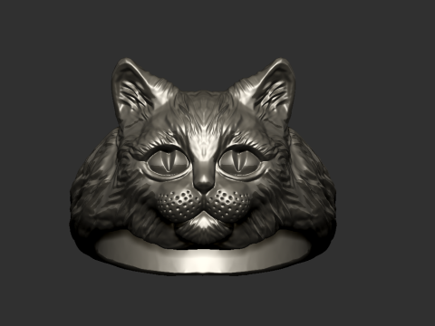 Cat Head Ring 3D Print Model