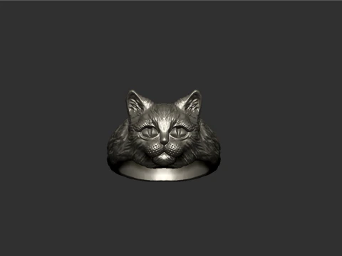 Cat Head Ring 3D Print Model