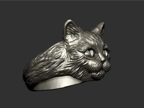 Cat Head Ring 3D Print Model
