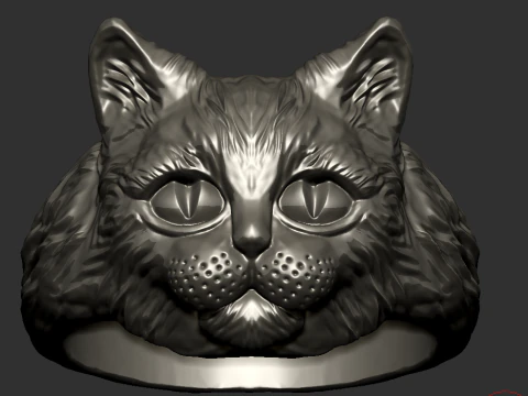 Cat Head Ring 3D Print Model