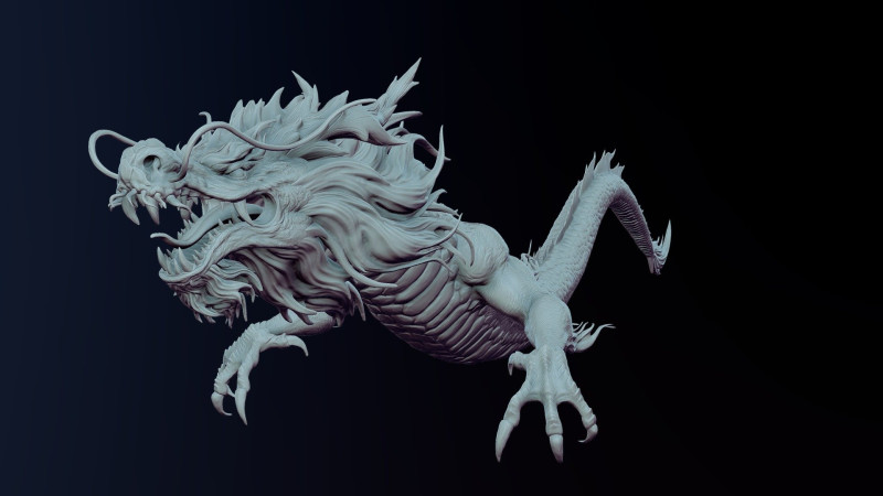 Asian Dragon Chinese Mythical Creature 3D-printmodel .c4d .max .obj .3ds .fbx .stl .blend