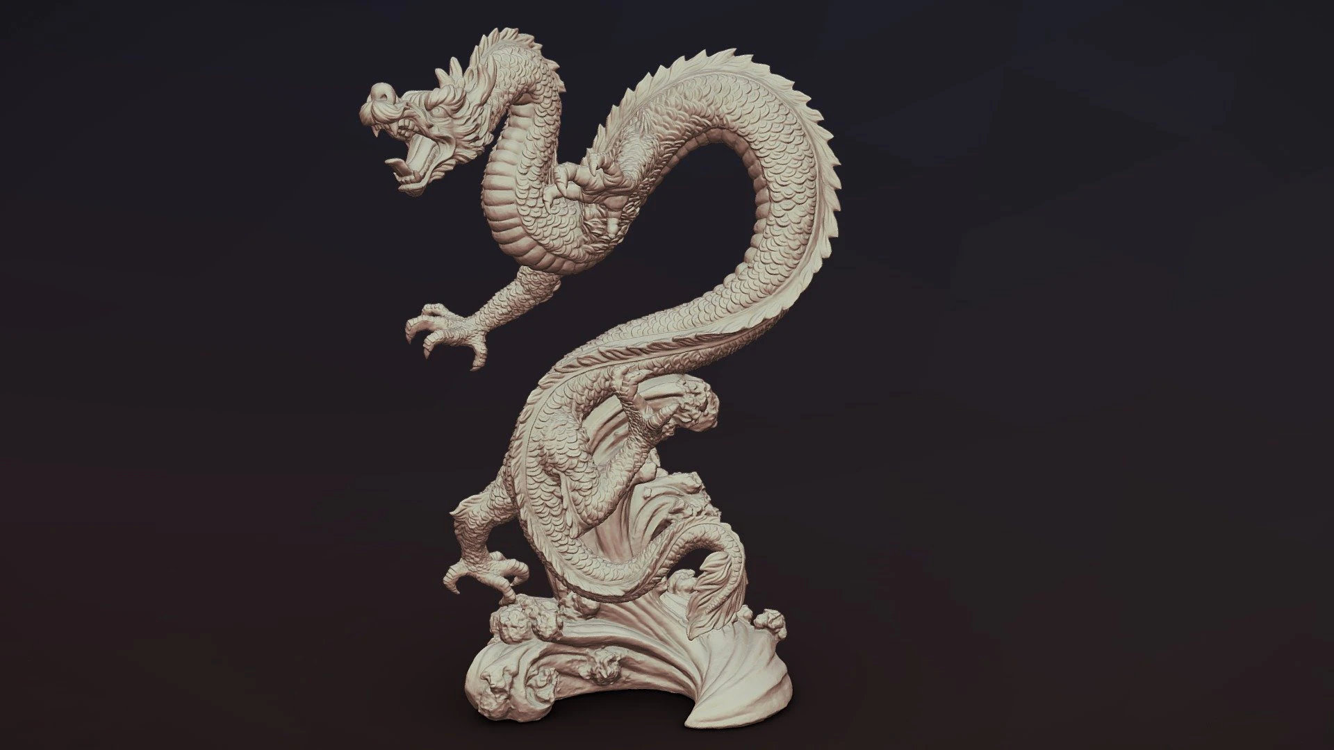 Pose Chinese Dragon Statue STL 3D Print Model .c4d .max .obj .3ds .fbx .stl .blend 