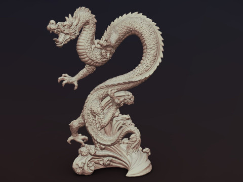 Pose Chinese Dragon Statue STL 3D Print Model