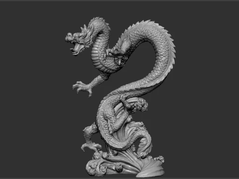 Pose Chinese Dragon Statue STL 3D Print Model