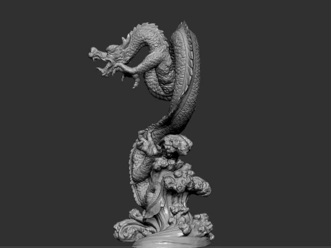 Pose Chinese Dragon Statue STL 3D Print Model