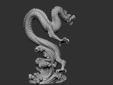 Pose Chinese Dragon Statue STL 3D Print Model