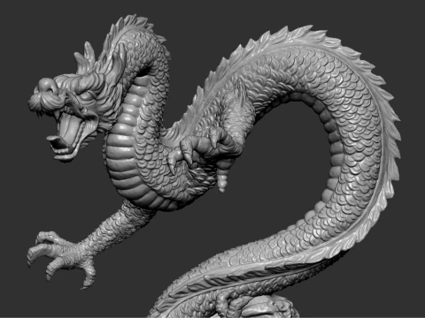 Pose Chinese Dragon Statue STL 3D Print Model