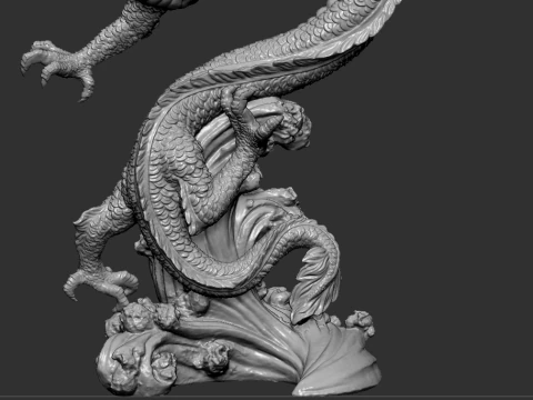 Pose Chinese Dragon Statue STL 3D Print Model