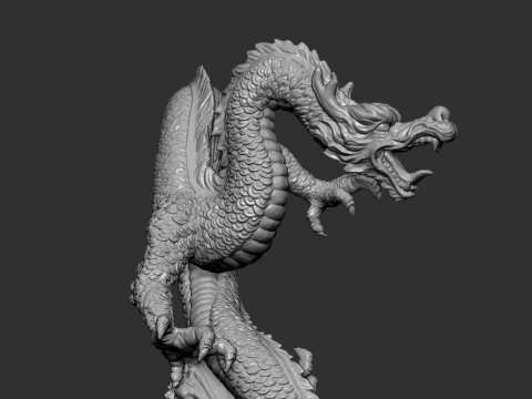 Pose Chinese Dragon Statue STL 3D Print Model