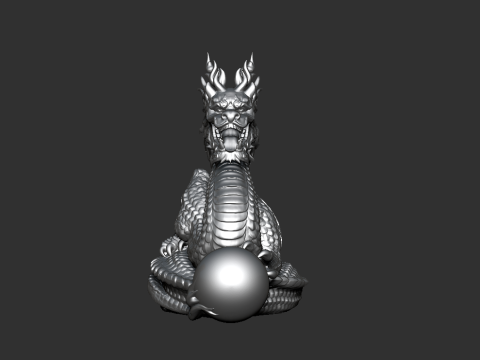 Chinese Guardian Dragon Sculpture STL for 3D Printing Modelo de impresión 3D