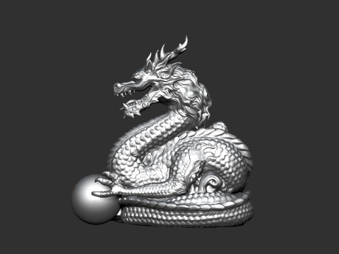 Chinese Guardian Dragon Sculpture STL for 3D Printing Modelo de impresión 3D