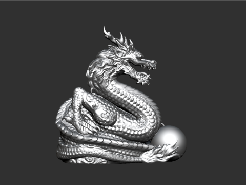 Chinese Guardian Dragon Sculpture STL for 3D Printing Modelo de impresión 3D