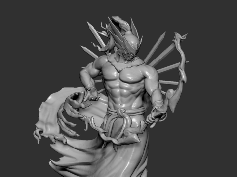 Fantasy Archer Warrior Statue STL 3D Printable Heroic Bowman Figure with Base 3D Print Model