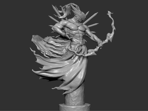 Fantasy Archer Warrior Statue STL 3D Printable Heroic Bowman Figure with Base 3D-printmodel