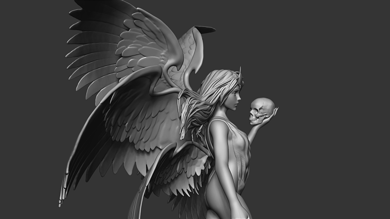 Graceful Angel Statue with Wings High-Detail 3D print model 3D-printmodel .c4d .max .obj .3ds .fbx .stl .blend