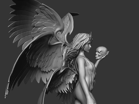 Graziosa statua di angelo con ali modello di stampa 3D ad alto dettaglio Modello di stampa 3D