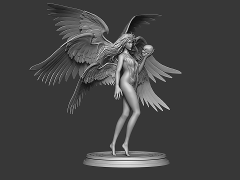 Graceful Angel Statue with Wings High-Detail 3D print model 3D-printmodel