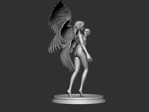 Graceful Angel Statue with Wings High-Detail 3D print model 3D Print Model