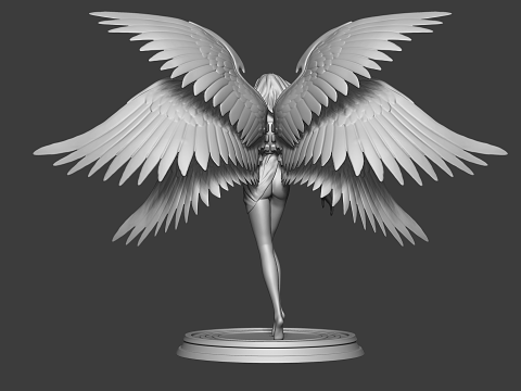 Graceful Angel Statue with Wings High-Detail 3D print model 3D-printmodel