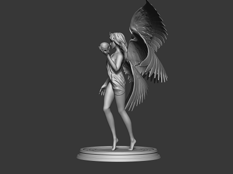 Graceful Angel Statue with Wings High-Detail 3D print model 3D-printmodel