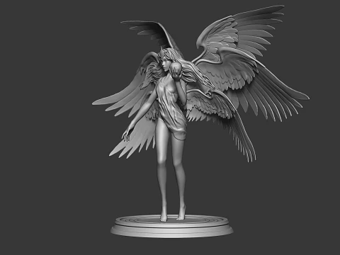 Graceful Angel Statue with Wings High-Detail 3D print model 3D Print Model