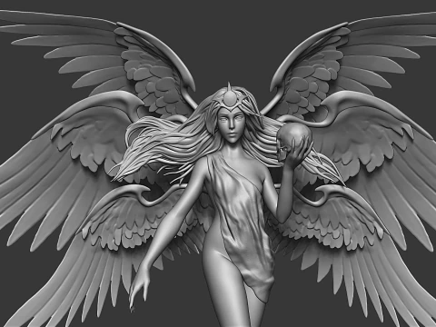 Graceful Angel Statue with Wings High-Detail 3D print model 3D Print Model