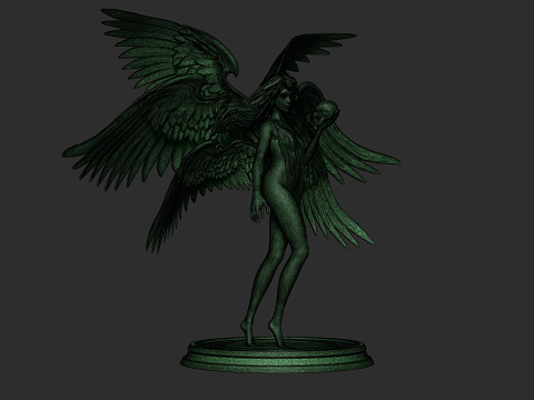 Graceful Angel Statue with Wings High-Detail 3D print model 3D-printmodel