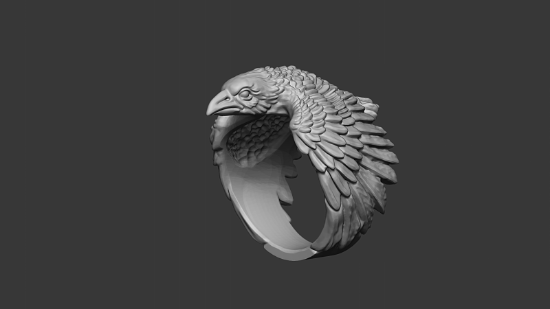 Eagle Head Ring 3D Printable Model 3D Baskı Modeli .c4d .max .obj .3ds .fbx .stl .blend