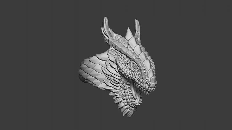 Dragon Head Ring Fantasy 3D Print Model 3Dプリントモデル .c4d .max .obj .3ds .fbx .stl .blend