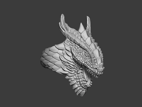 Ejderha Kafası Y&uuml;z&uuml;k Fantezi 3D Baskı Modeli 3D Baskı Modeli