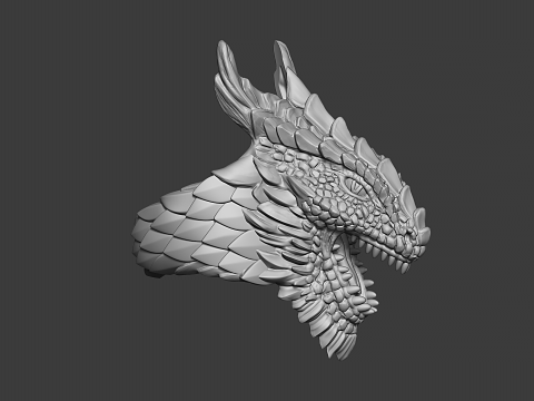 Dragon Head Ring Fantasy 3D Print Model 3D printmodel