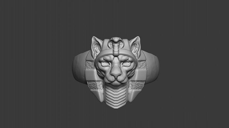 Pharaoh Cat Ring Egyptian Style 3D Printable Jewelry Model 3D Druckmodell .c4d .max .obj .3ds .fbx .stl .blend