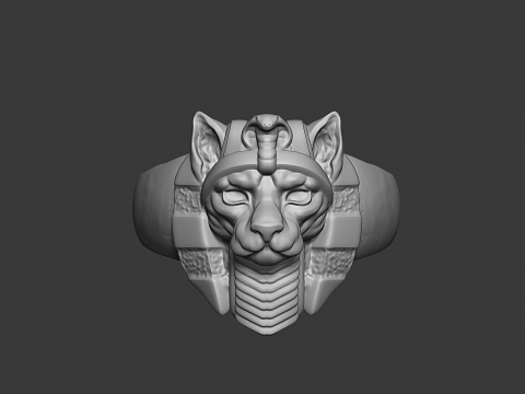 Pharaoh Cat Ring Egyptian Style 3D Printable Jewelry Model 3Dプリントモデル