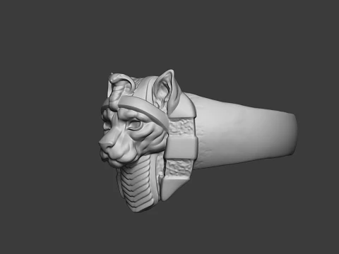 Pharaoh Cat Ring Egyptian Style 3D Printable Jewelry Model 3D Print Model