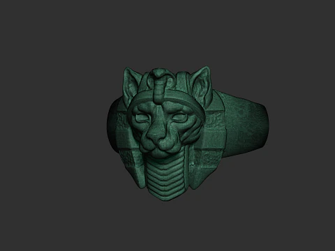 Pharaoh Cat Ring Egyptian Style 3D Printable Jewelry Model 3D Print Model