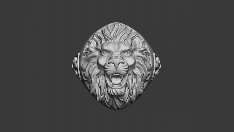 Lion Head Signet Ring Roaring Majesty 3D Print Model 3D Принт Модель .c4d .max .obj .3ds .fbx .stl .blend