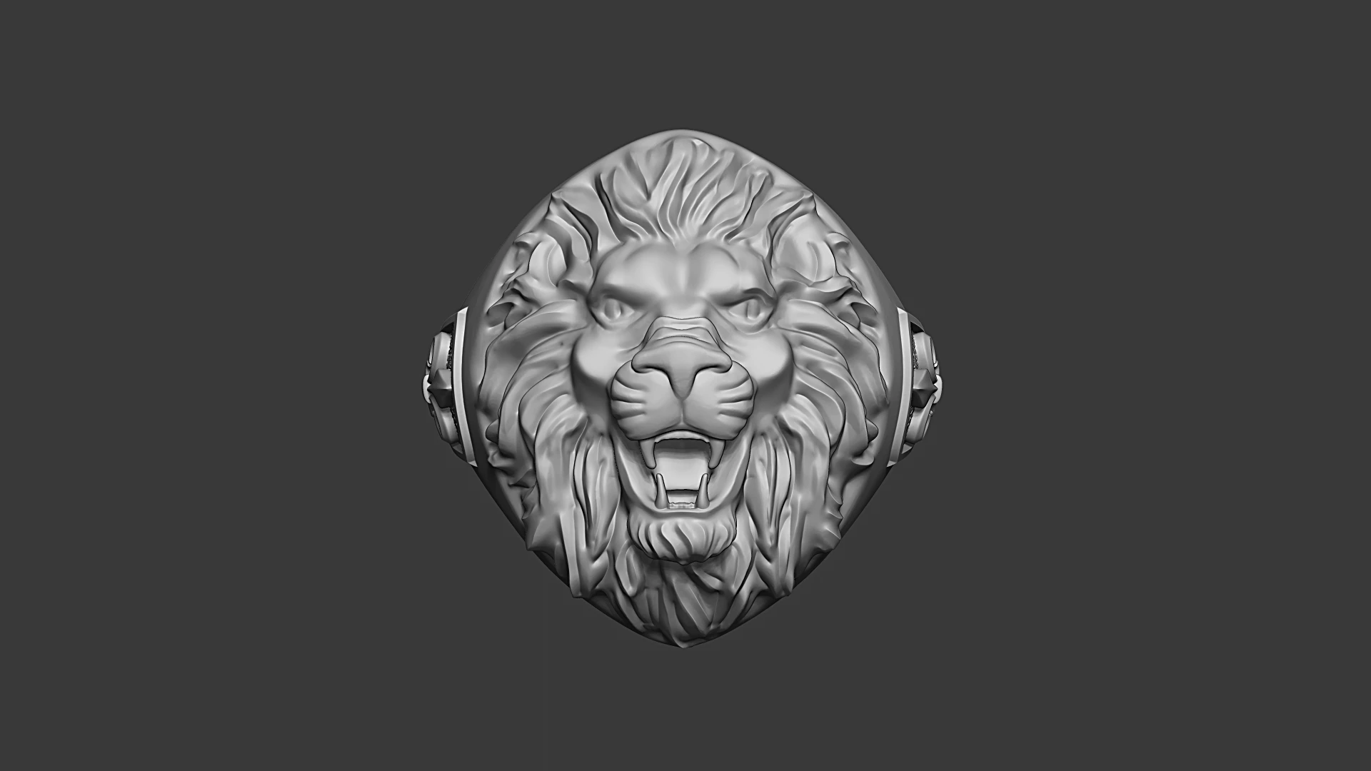 Lion Head Signet Ring Roaring Majesty 3D Print Model 3D Print Model .c4d .max .obj .3ds .fbx .stl .blend