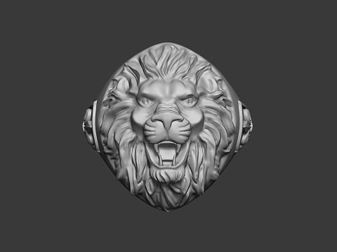 Lion Head Signet Ring Roaring Majesty 3D Print Model 3Dプリントモデル