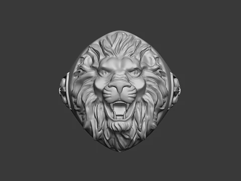 L&ouml;wenkopf-Siegelring Br&uuml;llende Majest&auml;t 3D-Druckmodell 3D Druckmodell