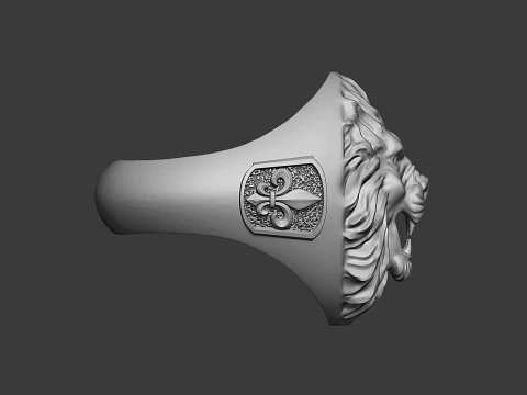 Lion Head Signet Ring Roaring Majesty 3D Print Model 3D Print Model