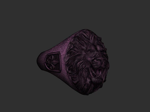Lion Head Signet Ring Roaring Majesty 3D Print Model 3D Print Model