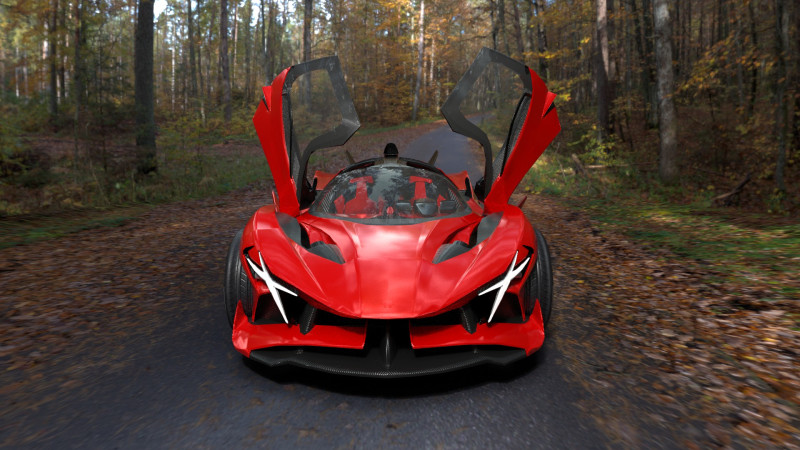 Futuristic Low Poly Concept Supercar Low-poly Model 3D .c4d .max .obj .3ds .fbx .stl .blend 