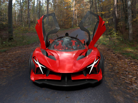 Futuristic Low Poly Concept Supercar Low-poly 3D Модель