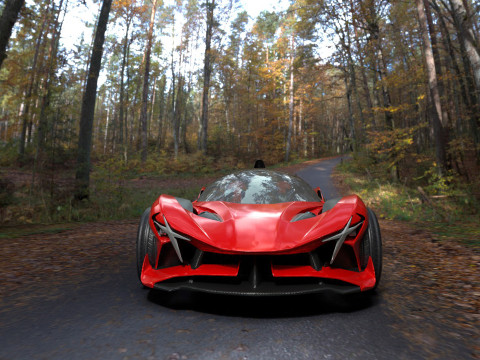 Futuristic Low Poly Concept Supercar Low-poly Model 3D