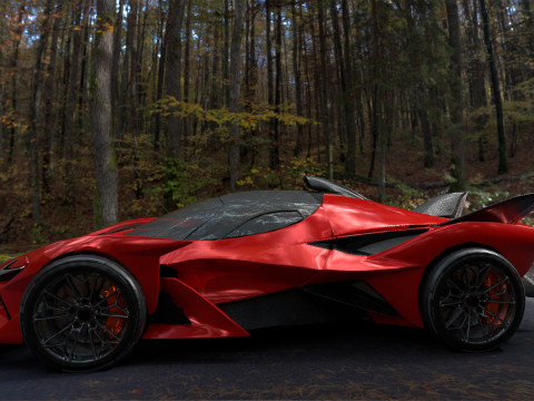 Futuristic Low Poly Concept Supercar Low-poly Model 3D